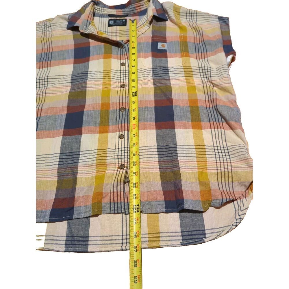 youth carhartt button short sleeve‎ plaid print short sleeve, xl, multi color - Picture 8 of 16